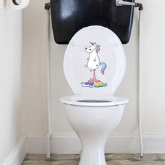 Funny Unicorn Toilet Lid Decal Bathroom Decor Sticker Moisture Proof Cover