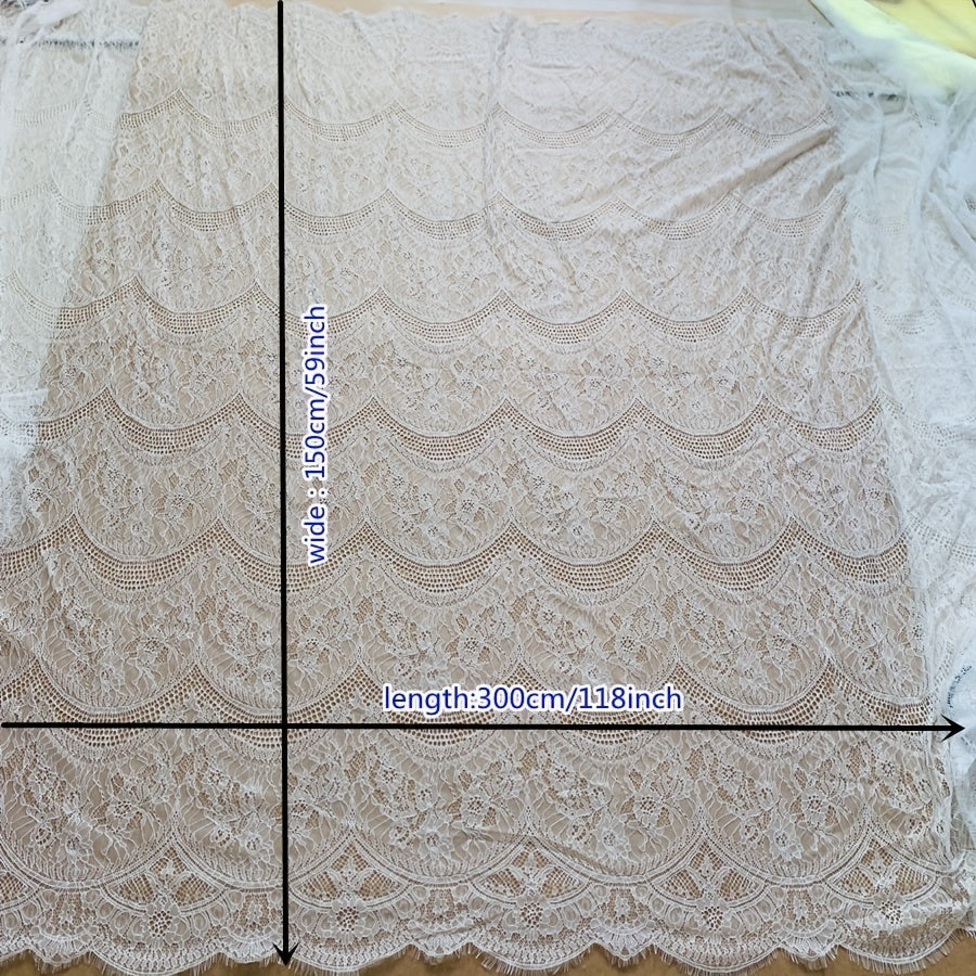 3m Long 1.5m Wide Eyelash Lace Mesh Fabric DIY Tablecloth Curtain Dress Veil