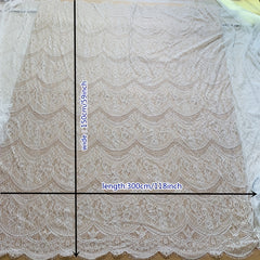 3m Long 1.5m Wide Eyelash Lace Mesh Fabric DIY Tablecloth Curtain Dress Veil