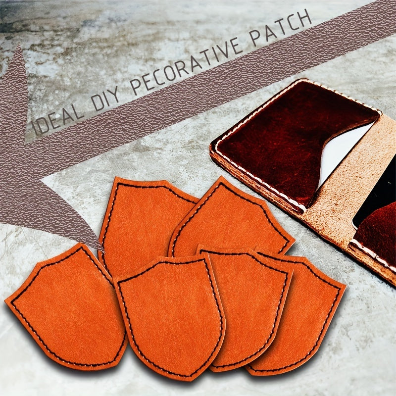 20 PCS Orange Pu Leather Patches Shield Row For Men
