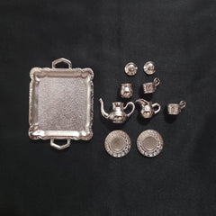 8pcs 1:12 Dollhouse Mini Floral Tea Set DIY Scene Decoration Accessories