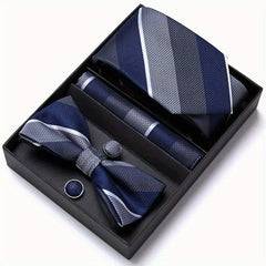 Men's Bow Tie Set 6 piece Set Tie Bow Tie Square Scarf Cufflinks Red Series