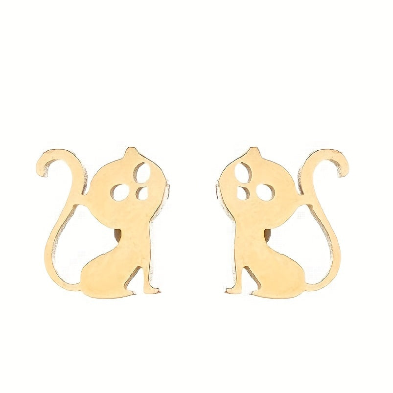 2pcs Men's Stainless Steel Mini Stud Earrings For Students