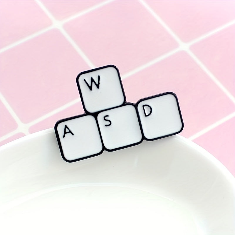 WASD Metal Enamel Brooch Keyboard Key Pin