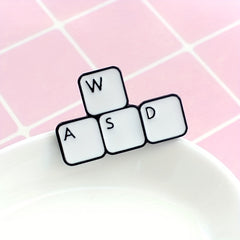 WASD Metal Enamel Brooch Keyboard Key Pin