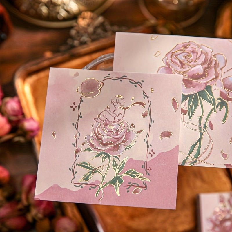 90pcs Gilded Three Pack Sticky Notes Rose Metaphor Series