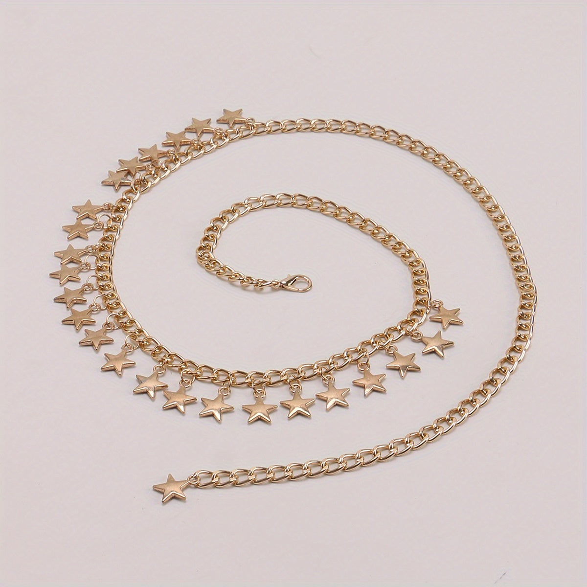 Golden Star Pendant Waist Chain Boho Metal Chain Belt Dress Girdle Women