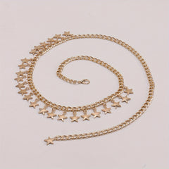 Golden Star Pendant Waist Chain Boho Metal Chain Belt Dress Girdle Women