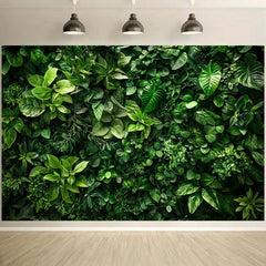 Green Plant Leaves Photography Backdrop for Nature Themed Decorations