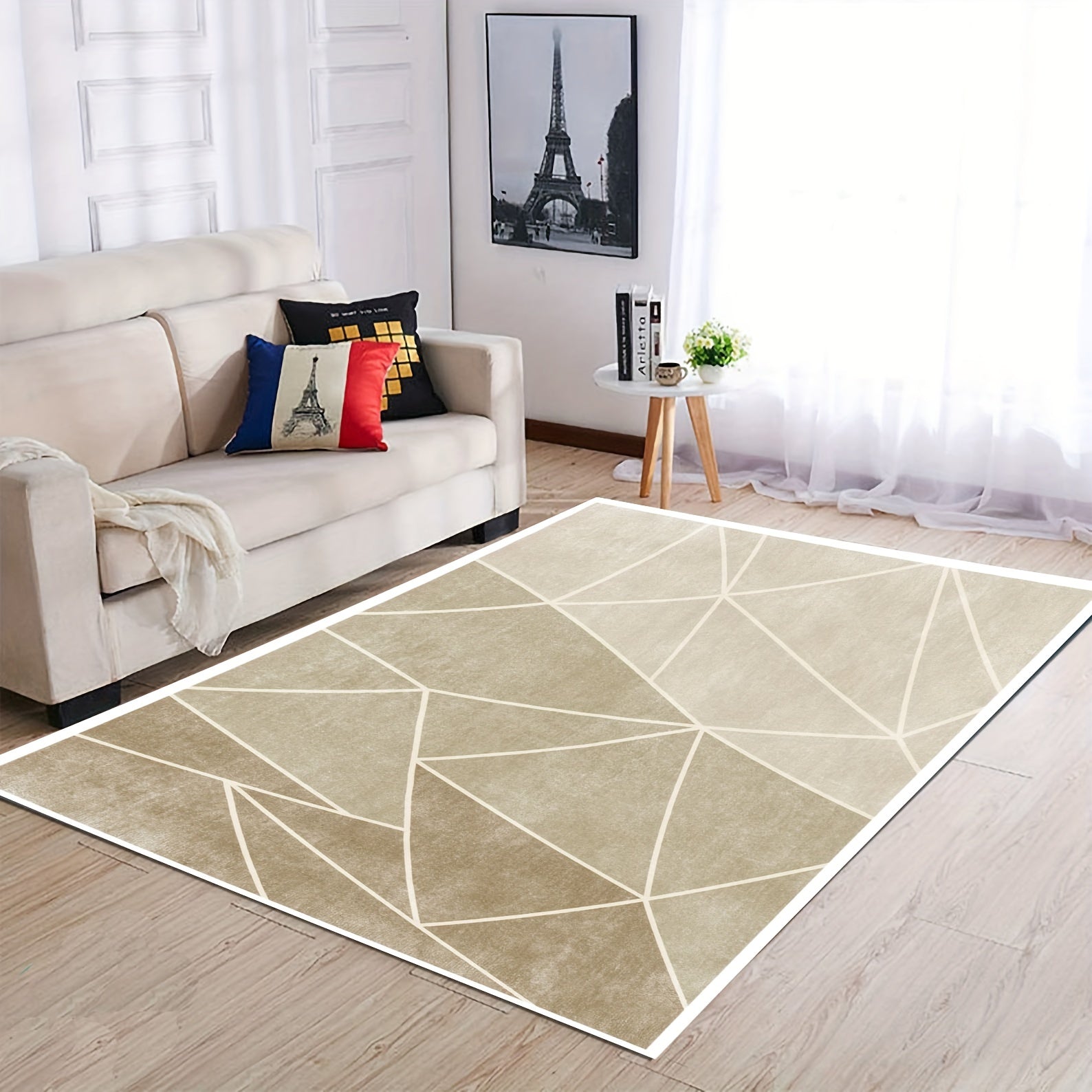 Soft Fluffy Geometric Area Rug for Living Room, Bedroom - Water
