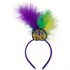2pcs Glitter Feather Headbands for Carnival & St Patrick's Party