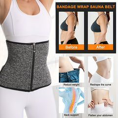 Gray Workout Waist Trainer Tummy Control Slimming Body Shaper Belt
