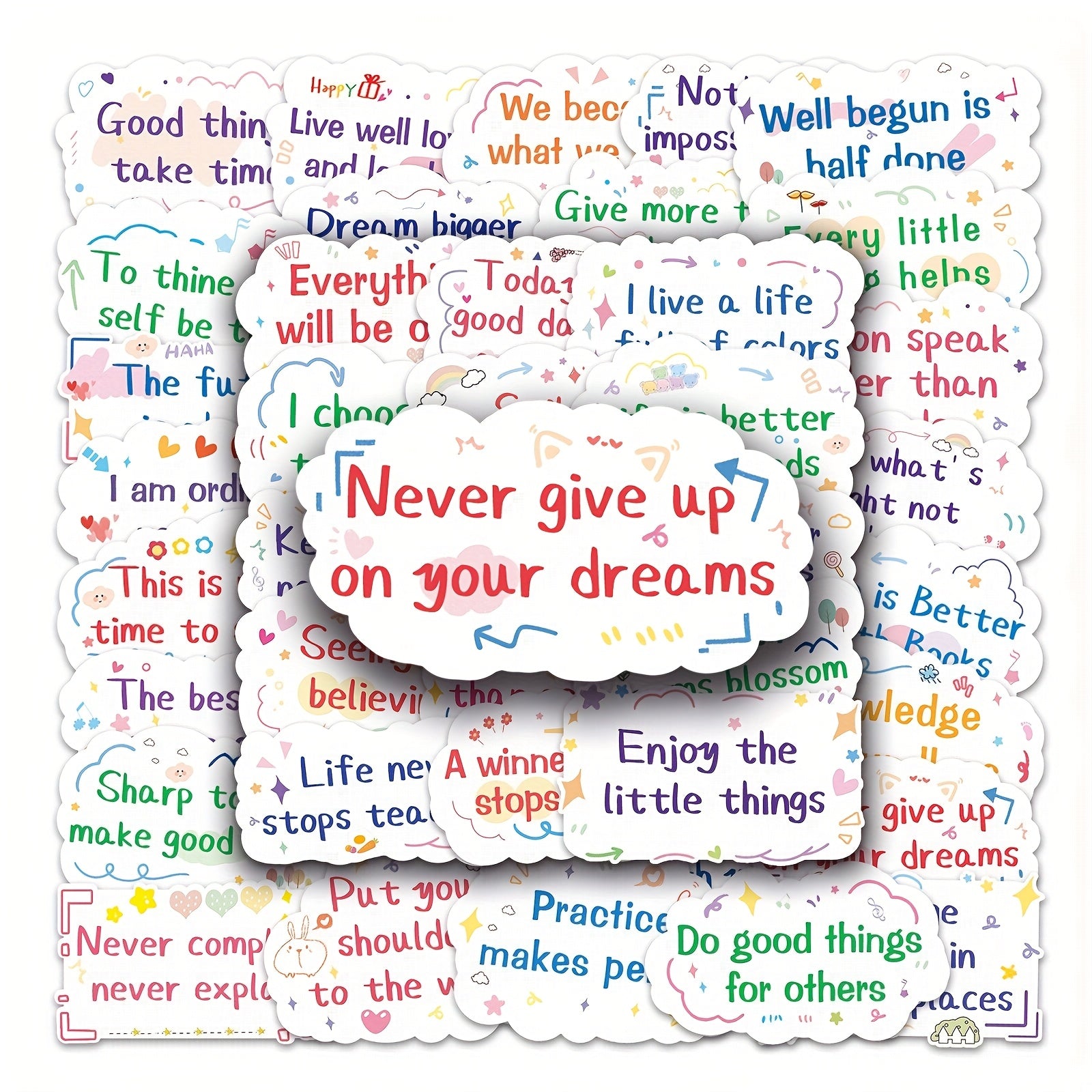Inspirational Encouragement Stickers for Various Uses - 50pcs
