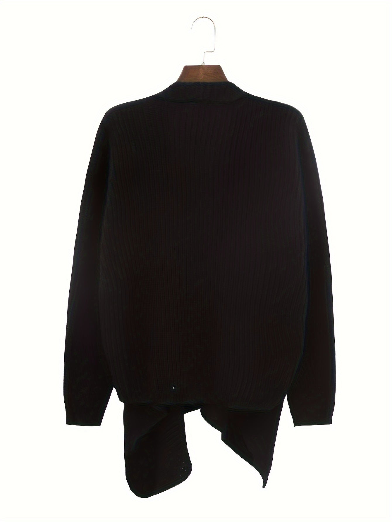  Solid Button Long Sleeve Open Front Cardigan