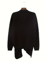  Solid Button Long Sleeve Open Front Cardigan