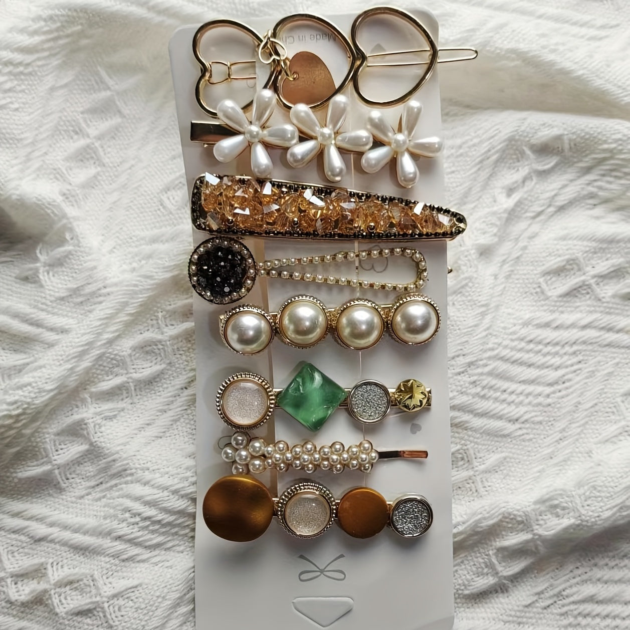 8pcs Faux Pearl Hair Clip Set Duck Billed Bobby Pins Hair Accessories