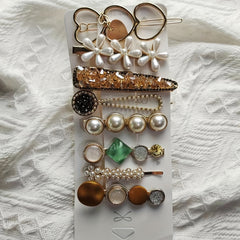 8pcs Faux Pearl Hair Clip Set Duck Billed Bobby Pins Hair Accessories