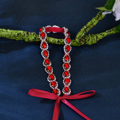 Red Rhinestone Belt for Women Sparkling Large Bead Versatile Accessory