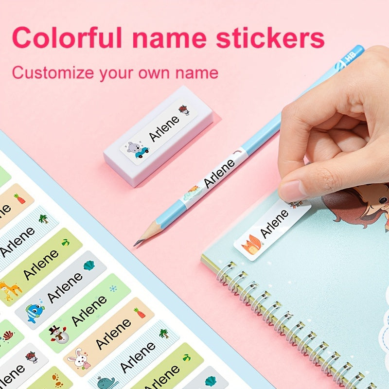 Custom Cartoon Name Stickers Waterproof for School Books Cups