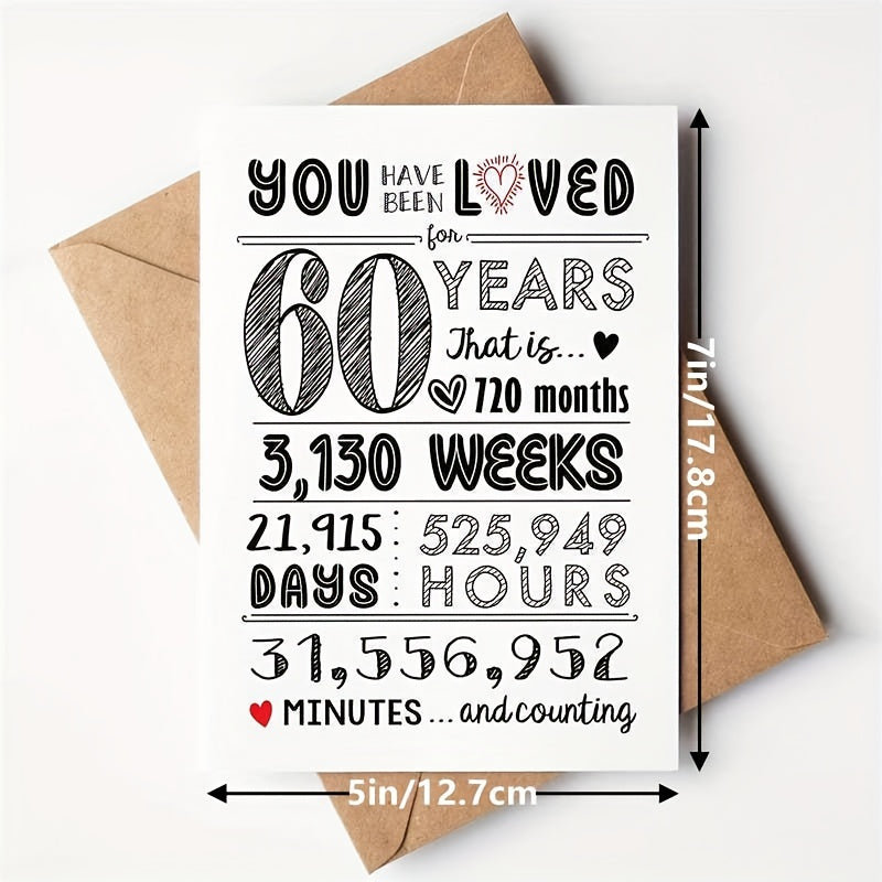 60th Birthday Card/Table Decor 60 Years Loved Card