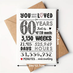 60th Birthday Card/Table Decor 60 Years Loved Card