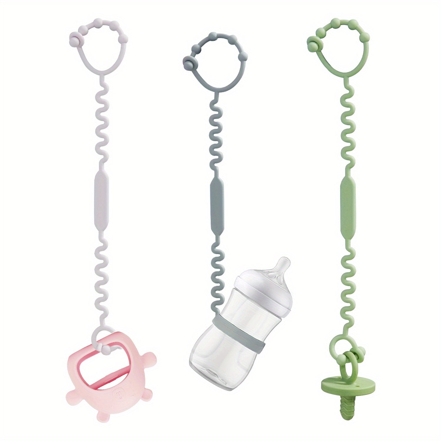 Adjustable Baby Teether Toy Harness 3 5pcs Silicone Pacifier Clips