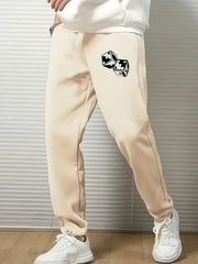 Dice Print Men's Sports Pants Drawstring Joggers Comfortable Trousers