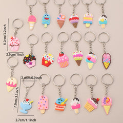 20pcs Ice Cream Keychain Bag Pendant for Adults Party Favors
