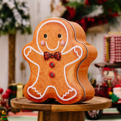 Christmas Gingerbread Man Cookie Box Snowman Tin Box