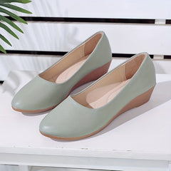 Women's Pointed Toe Wedge Slip-On Soft Leather Shoes