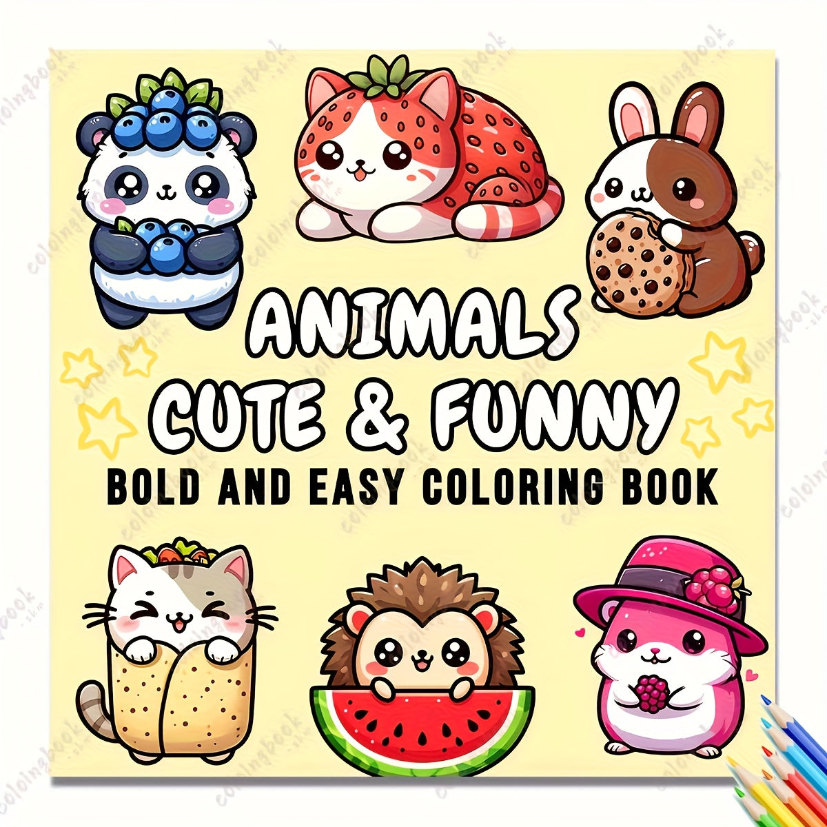 Adult Coloring Book Cats Rabbits & Elephants 24 Pages