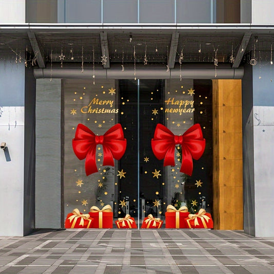 Double Sided Christmas Window Clings Decorative Bows Sticker