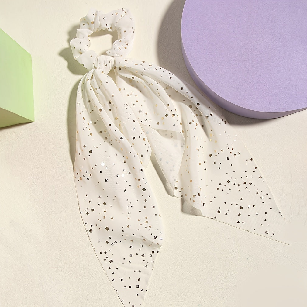 4pcs Polka Dot Hair Scarf Scrunchies Satin Silk Bowknot Hair Bands