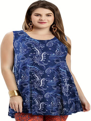 Floral Print Round Neck Tank Top