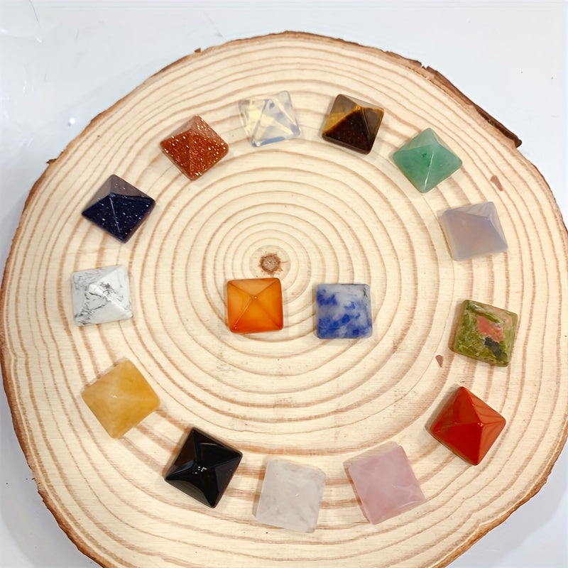 14mm Crystal Pyramid Carving Healing Stones Colorful Reiki Handicraft