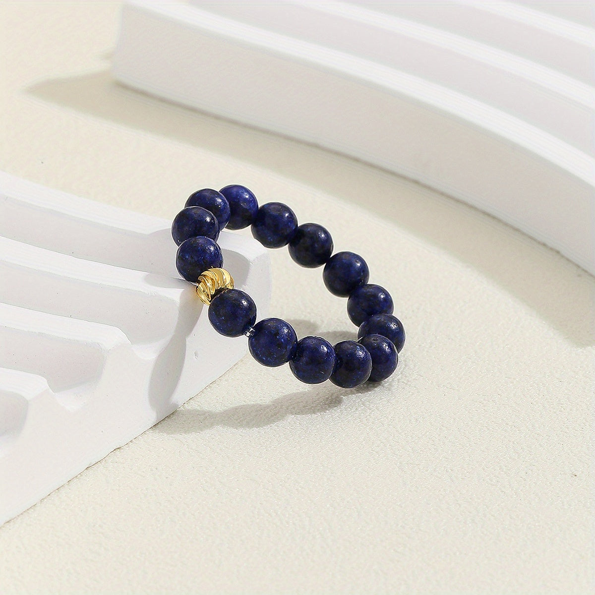 Natural Bead Ring 18k Plated Waterish Stacking Jewelry