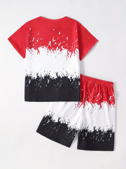 Boys Tie Dye Graphic T Shirt & Shorts Set Kids Summer Clothes