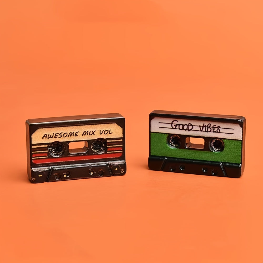 2pcs Mini Retro Cassette Tape Figurines for Dollhouse Decor