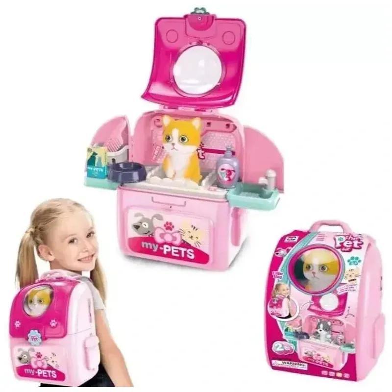 Backpack Pet Care Play Set Grooming Toys for Kids