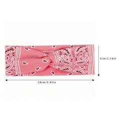 Floral Pattern Headband Elastic Boho Hair Band Cross Knotted Hair Accessories