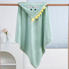 2 Pack Cartoon Animal Poncho Bathrobe Hooded Towel Wrap Absorbent Microfiber