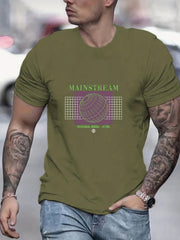 Geometric Pattern Men's Graphic Crew Neck Active T shirt