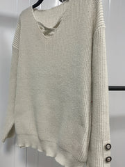  Casual Sweater Crisscross Front V Neck Stretch Pullover