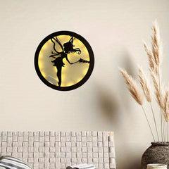 LED Light Carving Fairy Tale Shape Retro Wooden Hanging Sign