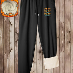  Women's Leopard Print Fleece Joggers with Pockets