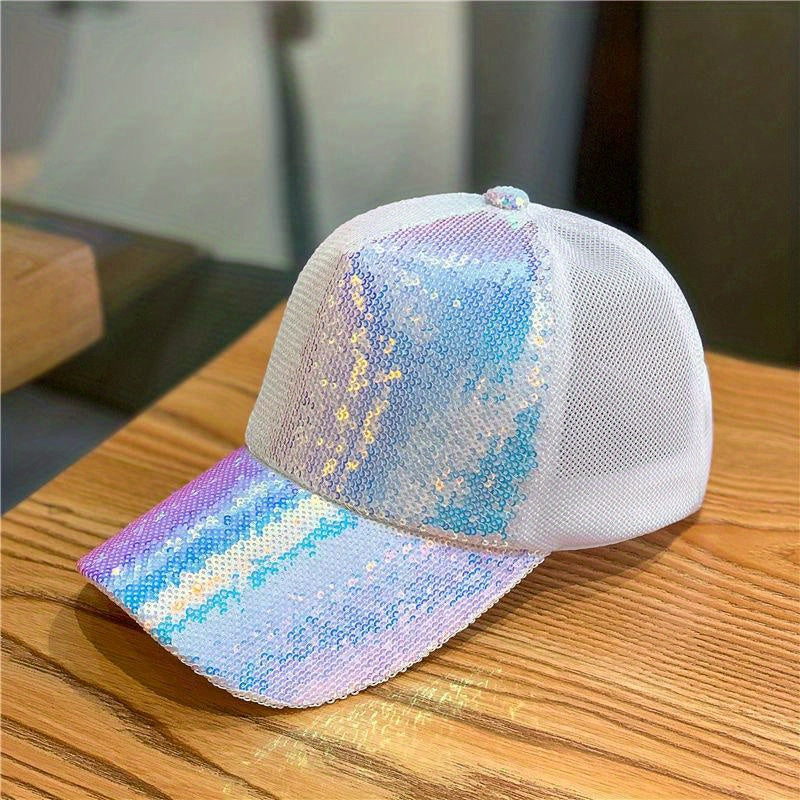 Sequin Sparkly Baseball Cap Y2K Couple Sports Hat Breathable Trucker Hat