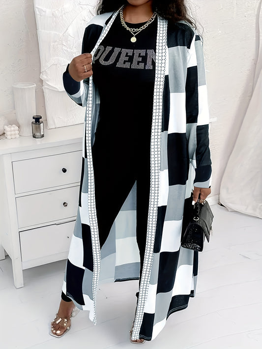  Colorblock Geometric Cardigan