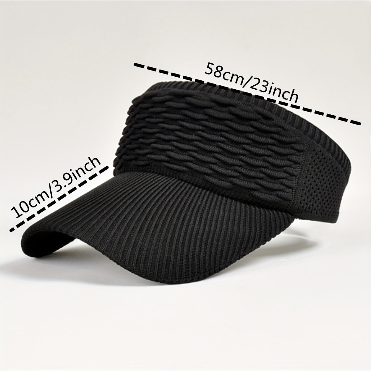 Adjustable Solid Visor Hat Lightweight Ruched Knitted Sun Hat