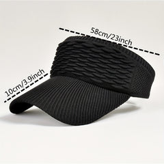 Adjustable Solid Visor Hat Lightweight Ruched Knitted Sun Hat