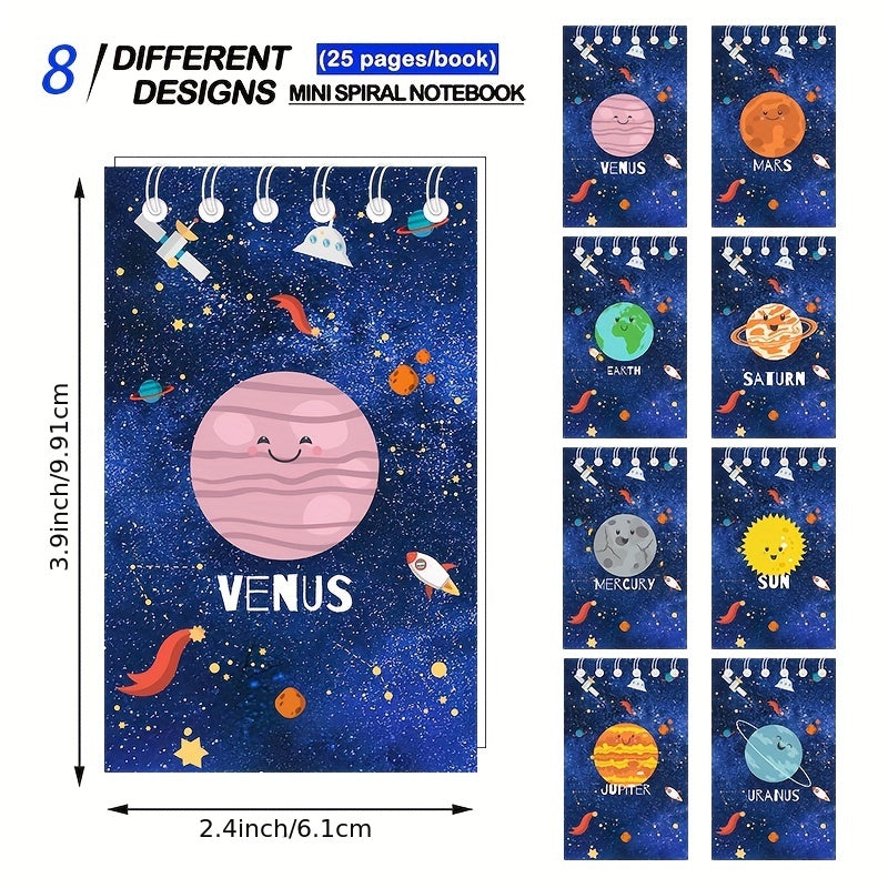 8-Pack Planets Solar System Mini Notebook for Students Space Party Favor